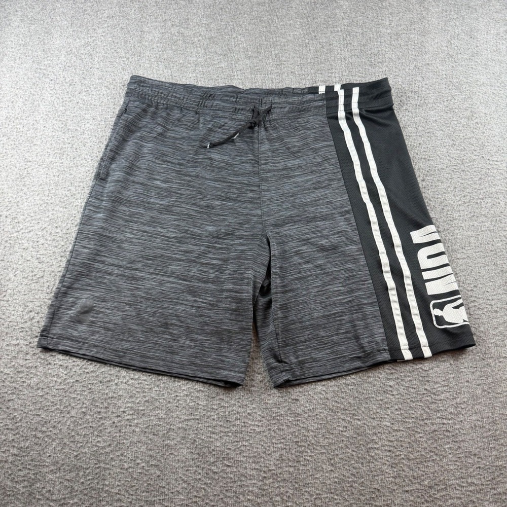 NBA Basketball Shorts Men's Small Charcoal Grey Striped Mesh Athletic Gym